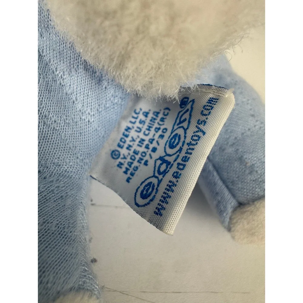 Vintage‎ Eden Blue White Plush Bunny Rabbit Floppy Ear Stuffed Animal Toy AF-843